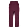 thumbnail image 6 of Capri Pants for Women High Waisted Yoga Pants with Pockets - Cropped Workout Leggings for Athletic, Casual Summer Wine XL, 6 of 6