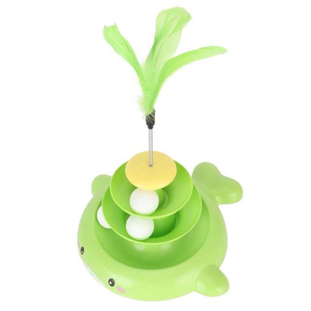 Cat Track Turntable Toy, Detachable Cat Ball Tower Toy 3 Burrs Free For Exercise For Kitten Green,Blue