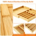 thumbnail image 5 of PLUMEBAY Bamboo Silverware Drawer Organizer with Labels, Expandable Kitchen Utensil Tray for Cutlery, Spoons and Knives, 10 Slot Drawer Organizer (Natural), 5 of 7