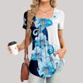 thumbnail image 2 of Pompotops Femmes Mode Imprimé Casual V-Cou Manches Courtes T-Shirt Chemisier Tops, 2 of 6