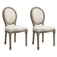 thumbnail image 2 of HOMCOM Vintage Armless Dining Chais Set of 2, French Chic Side Chairs with Curved Backrest Linen Upholstery for Kitchen Living Room, Ivory White, 2 of 9