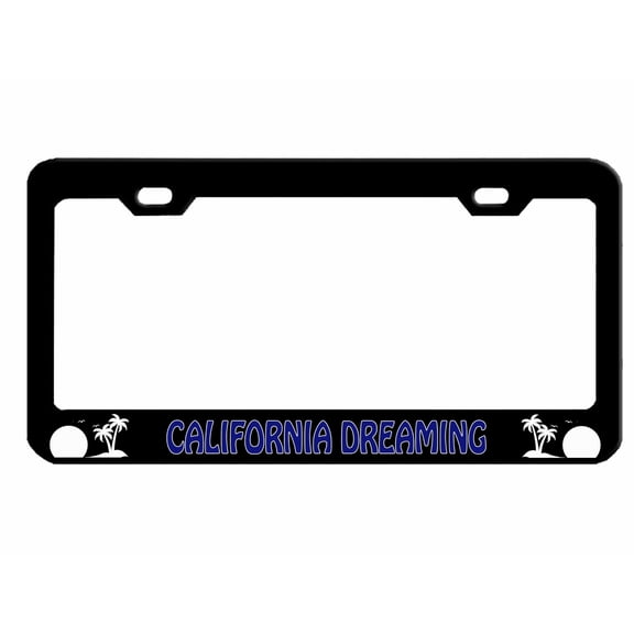 California Dreaming Style Metal License Plate Frame Personalized/Car Accessories Car Tag Holder Cover (Black/Blue)