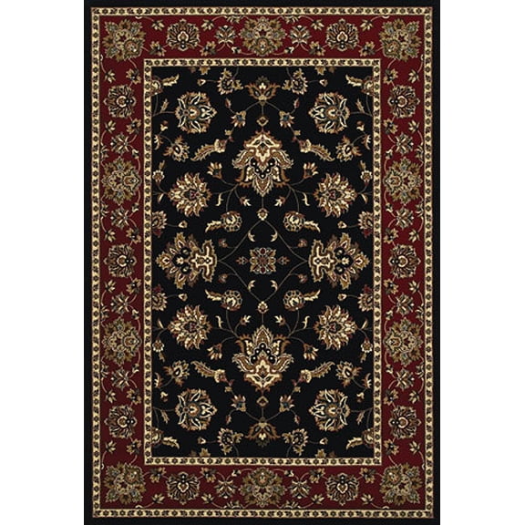 Moretti Wesley Area Rug 623M3 Black Persian Vines 6' 7" x 9' 6" Rectangle