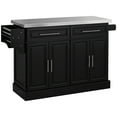 thumbnail image 3 of HOMCOM Rolling Kitchen Island Cart with Cabinets and Drawers, Black, 3 of 10