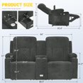 thumbnail image 2 of LOBERFVE Fabric Loveseat Recliner, Recliner Chair with Stainless Steel Cup Holder, USB Ports, Recliner Lounge with Storage Space, Mobile Phone Holder, Couch for Living Room, Gray, 2 of 7