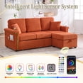 thumbnail image 6 of Noble House Elena 4-Seater L-Shaped Corduroy Sectional Sofa with Pull-Out Storage, Ottoman for Living Room, Orange, 6 of 11
