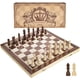 thumbnail image 1 of 15 Inches Magnetic Wooden Chess Set - 2 Extra Queens - Folding Board - Pieces Storage Slots, Handmade Portable Travel Chess Game - Beginner Chess Set for Kids, 6 up Age, 1 of 7