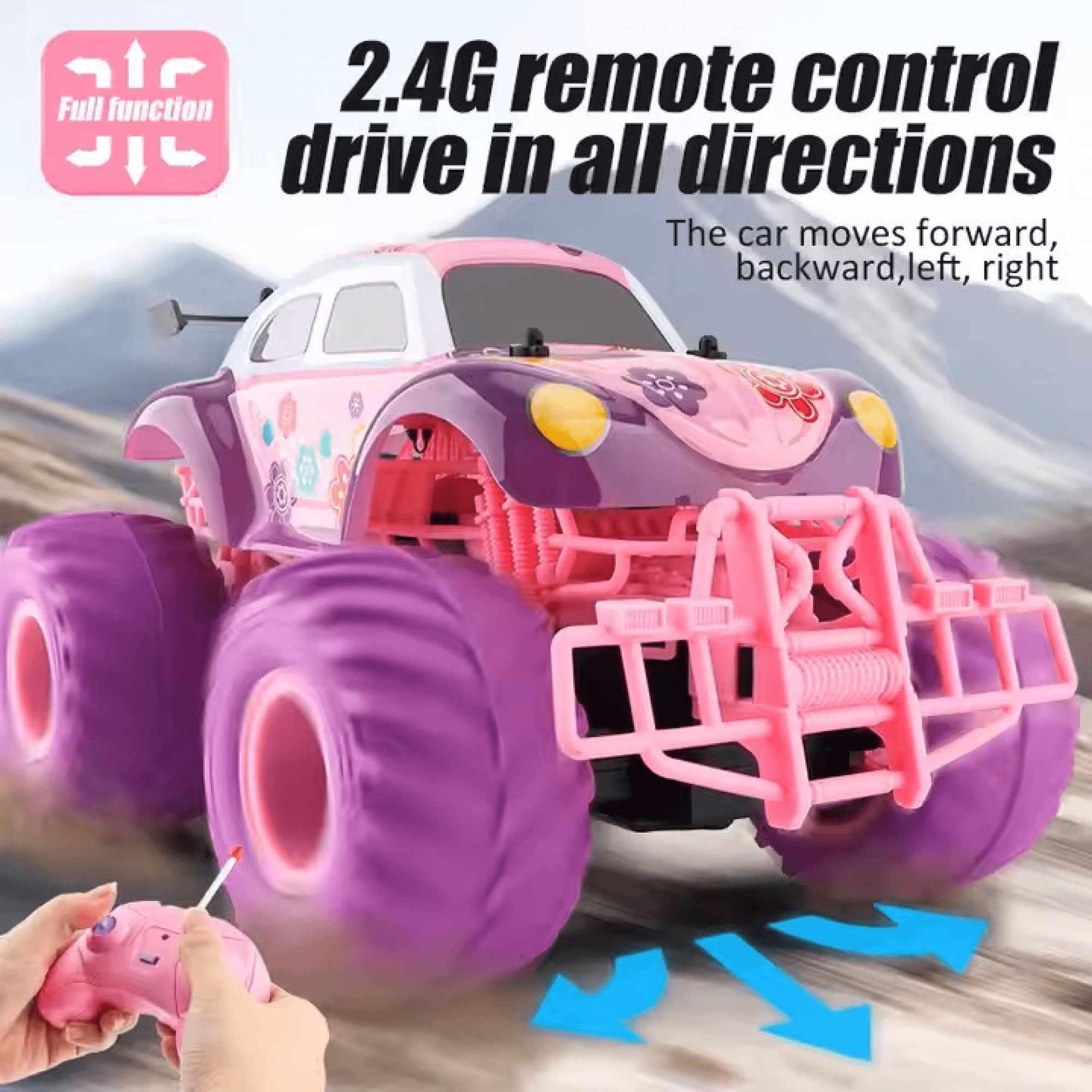Remote Control Race Truck, Drift Car Toys with Lights Two Batteries for Kids Ages 3-12 Gifts(Red)