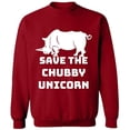 thumbnail image 2 of OXI Crewneck Sweatshirt - Save The Chubby Unicorn,Basic Casual Sweatshirts for Men's and Women Fleece Sweatshirt Long Sleeve- Antiquee Cherry Small, 2 of 2