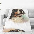 Bernese Mountain Dog Realistic Portrait Berner Soft Sofa Throw Blanket