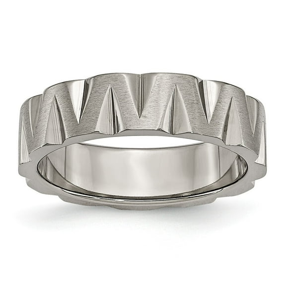 Titanium Notched 6mm Satin and Polised Band Ring - Size 9