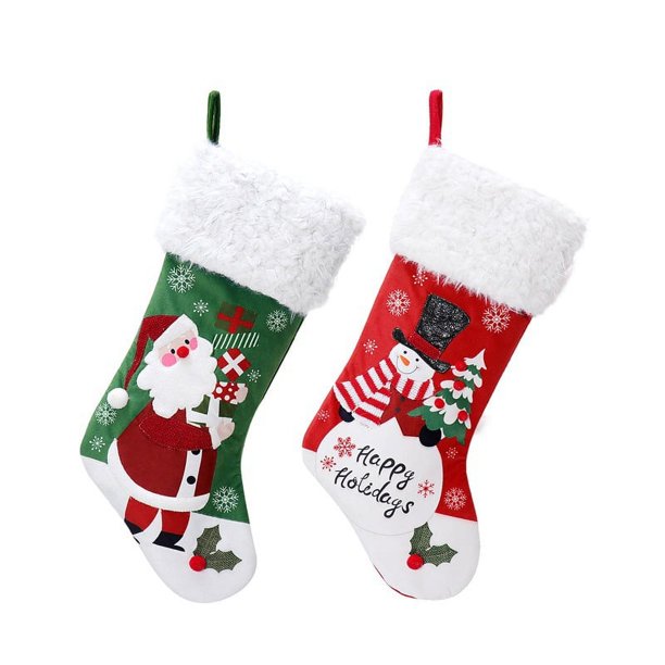 2 piezas de calcetines de Navidad suministros decorativos colgante de Navidad calcetín de Navidad viejo muñeco de nieve muñeco de nieve calcetines de terciopelo oso de fresa Electrónica