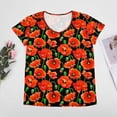 thumbnail image 4 of Red Poppies on Black Women's Blouse Short Sleeve Women's Top T-Shirt Spring Summer Clothes, 4 of 7