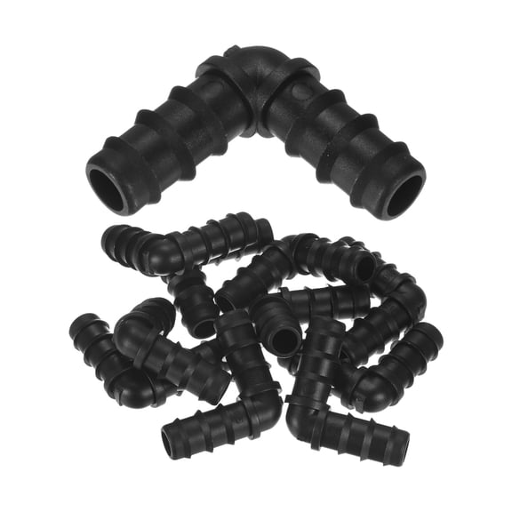 Uxcell 10-Pack Drip Irrigation Barbed Fittings, for 3/8 Inch Elbows Tubing Connector Plastic Coupling Irrigation Parts Drip Pipe Accessories