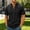 Black, variant on Josdec Men's Lace-Up V-Neck Short Sleeve T-Shirt Casual Stand Collar Fashion Tops for Summer Outing Daily Wear, Sizes S-XXL