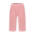 thumbnail image 6 of Kvture Womens Capri Pants Knee Length Cotton Linen Capris Summer Straight Leg Loose Beach Bermuda Shorts with Pockets XL Pink, 6 of 6