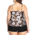 thumbnail image 2 of Traje de Baño de Cintura Alta para las Mujeres de Gran Tamaño sin Espalda Conservador Tankini Set, Traje de Baño de Bloqueo de Color de Nylon con Correas Ajustables para Piscina, Playa Y Verano, 2 of 4