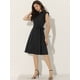 thumbnail image 2 of Vestido Camisero Allegra K de Algodón Con Cinturón Y Manga Con Volantes Y Cierre de Botón para Oficina Mujer Negro XL, 2 of 5