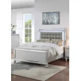 thumbnail image 2 of Silver Faux Leather 1pc King Size Bed W LED Tufted Headboard Mirrored Panels Master Bedroom Furniture, 2 of 6