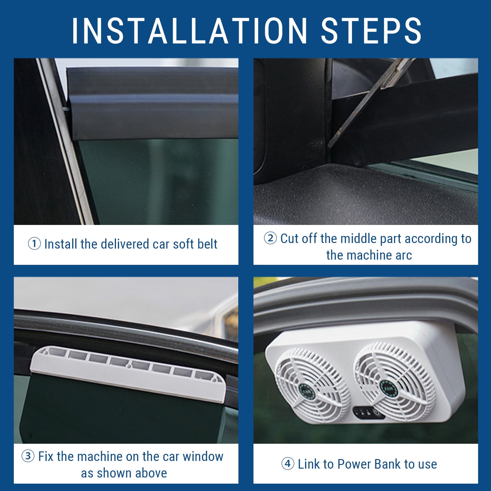 USB Powered Car Exhaust Fan, Low Noise Cooling Fan for Car, 3 Speed Adjustable Radiator Fan, Effective Heat Dissipation Exhaust Fan, Circulates Air and Reduces Odor