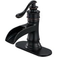 thumbnail image 2 of Black Bathroom Faucet Matte Waterfall Sink Farmhouse Bath Vanity Single Hole Faucets One Handle Basin Antique centerset Restroom My Lux Decor Round, 2 of 9