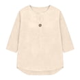 thumbnail image 5 of MSJUHEG Womens Summer Tops Summer Oversized Casual Sweater Roll Up Sleeve Tops Bright Colored Tops for Women Womens Linen Tops Linen Shirt Dress Button Down Shirt Women Beige L, 5 of 9