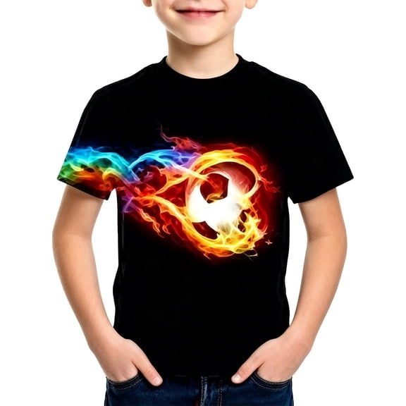 WAYUTE Shirts for Boys Short Sleeve Crew Neck Football Graphic Tee Lightweight Top for Youth Kids Soccer Game Days Casual Summer