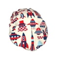thumbnail image 2 of Kdxio Rocket Pattern Print Shower Cap for Women,Elastic and Reusable,Double Waterproof Layers Bathing Hat, 2 of 9