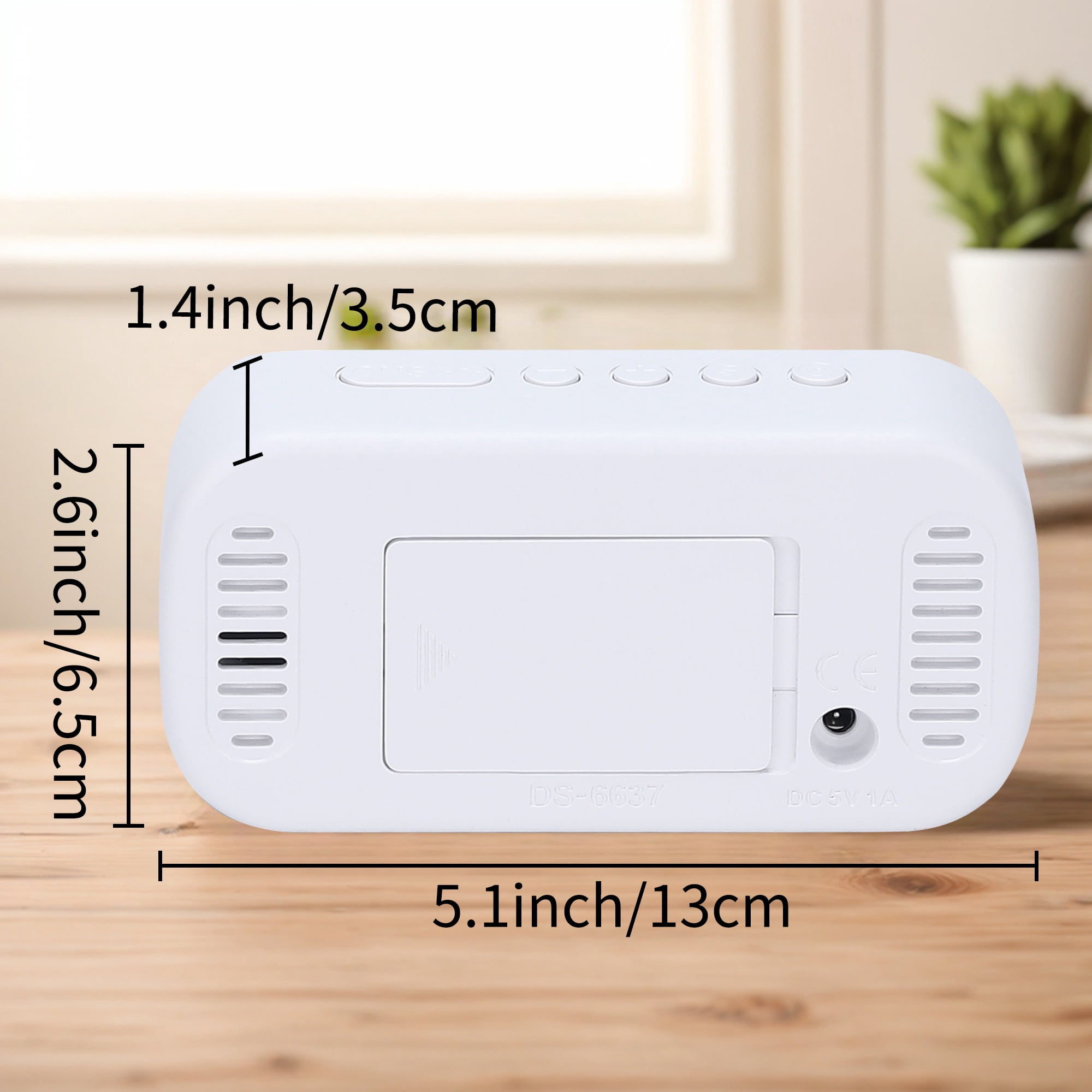 Unique Bargains 2 Pcs Oval Alarm Clock Snooze 5.1 x 2.6 x 1.4 in White Pink