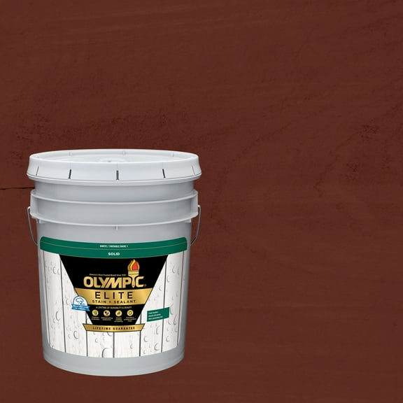 Olympic Elite 5 Gallons SC-1052 Deep Redwood Solid Advanced Exterior Stain and Sealer in One