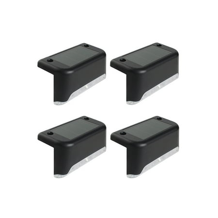 

YY.Home 4Pcs Solar Light Railing Stair Fence Lamp Outdoor Yard Lighting for Step Path Decking Garden Black Shell White Light