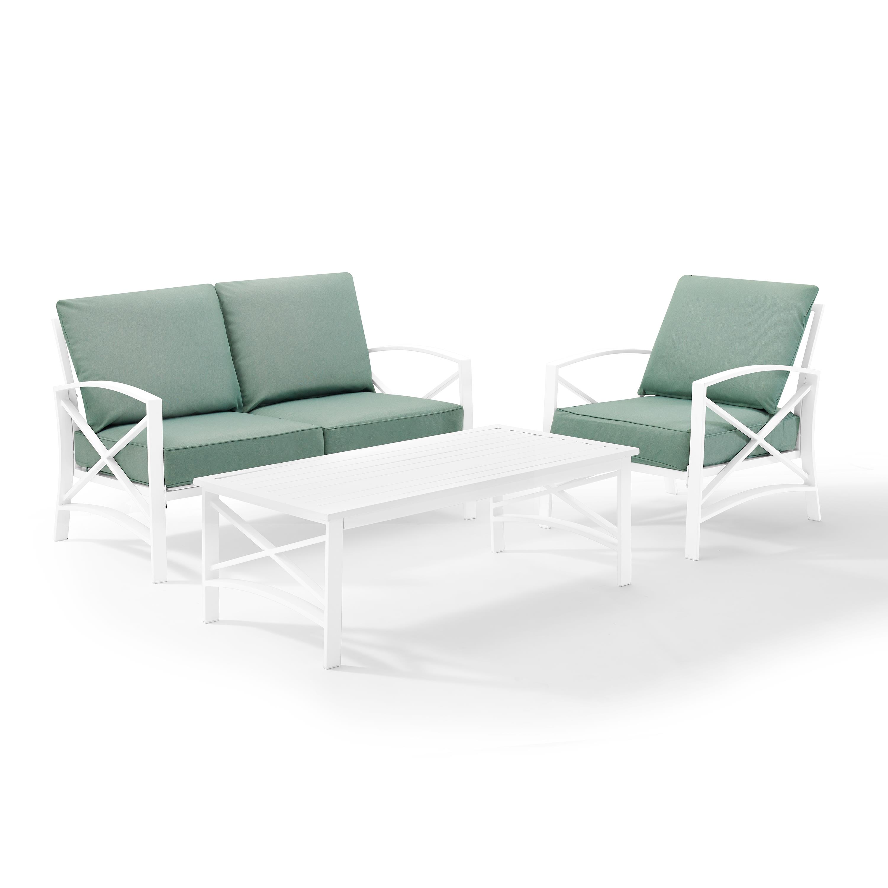 Crosley Kaplan 3 Piece Patio Sofa Set in Mist and White - image 3 of 6