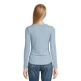 thumbnail image 4 of No Boundaries Women's Juniors Crewneck Ribbed T-Shirt with Long Sleeves, 2-Pack, 4 of 5