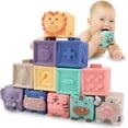 thumbnail image 1 of Bloques para bebés de 12 piezas - Juguetes para bebés de 0-3-6-9-7-8-12-18 meses - Bloques de construcción apilables suaves - Juguete para masticar para bebés de aprendizaje Montessori - Jug, 1 of 4