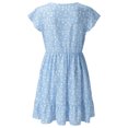 thumbnail image 4 of Prolriy Robes Printemps Été pour Femmes 2025 Robes d'Été à Manches Courtes à Fleurs Col en V Boutonnée Robes Courtes pour Femmes, Robes pour Femmes Bleu TTG, 4 of 6