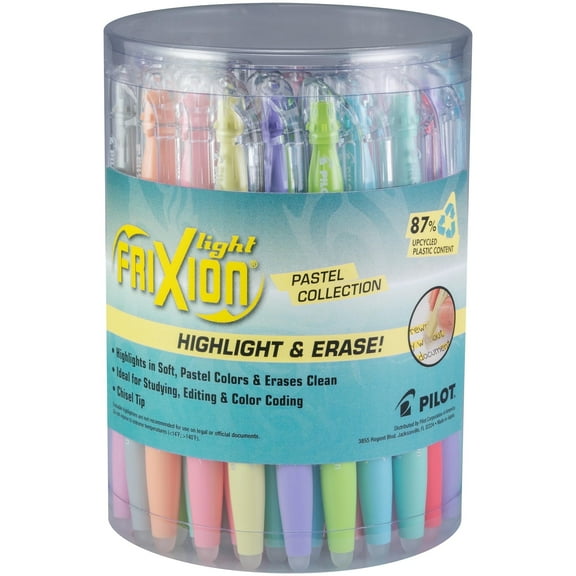 PILOT FriXion Light Pastel Erasable Highlighters, Chisel Tip, Assorted Colors, 36 Count