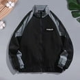 thumbnail image 3 of Skymirror Hip Hop Jacket Patchwork Windbreaker Coats for Women Men Casual Zipper Stand-up Collar Block Outerwear for Spring Autumn Outdoor Sports Party, 3 of 8