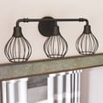 thumbnail image 3 of Kenroy Home Cagney 25'' Vanity Light 3-Light Wall Light Fixture Industrial Table Light Fixture for Bathroom, Hallway, or Office, Sand Black, 3 of 8