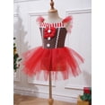 thumbnail image 3 of YONGHS Kids Girls Gingerbread Man Christmas Costume Sleeveless Ballet Dance Ice Skating Tutu Dress Red 14, 3 of 7