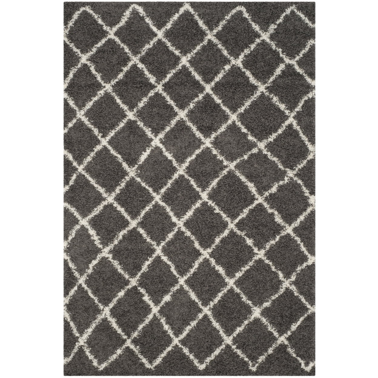 SAFAVIEH Dallas Jerrie Geometric Shag Area Rug, Dark Grey/Ivory, 8'6" x 12'