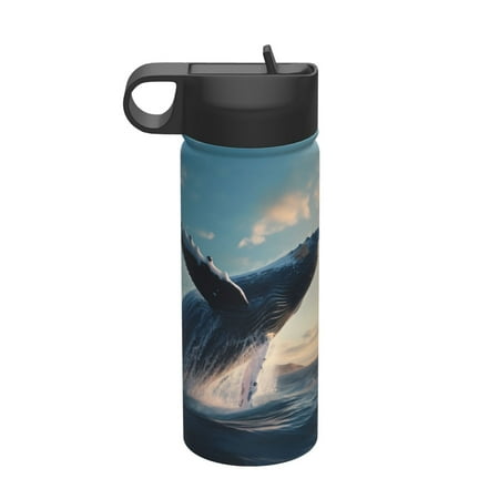 

Ocsxa Dancing Whale Print 18 oz Insulated Water Bottle With Straw Stainless Steel Sports Water Cup Flask Wide Mouth Travel Thermal Mug for Home Office or Car