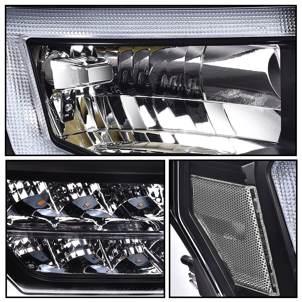 PIT66 LED Headlight, Fit For 2009-2014 Ford F150 F-150 Truck LED DRL Projector Headlamps Black/Clear