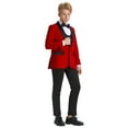 thumbnail image 2 of Boys Suit Set 3pc Velvet Satin Shawl Lapel Jacket With Matching Vest & Pants Free Shirt & Bow Tie-Slim Fit, 2 of 5