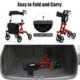thumbnail image 4 of Giantex 2-in-1 Aluminum Rollator Walker w/Seat, Foldable Mobility Walking Aid w/Height Adjustable Handles & Wheels, Red, 4 of 10