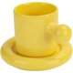 thumbnail image 1 of Ceramic Coffee Mug, Cute Mug Ball Handle with Saucer for Office and Home, 10 oz/300 ml for Latte Tea Milk (Vitality Yellow), 1 of 4
