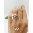 thumbnail image 4 of 9x7mm - 14x10mm Mystic Mercury Topaz Oval Cut, Three Stone Ring, 6A Quality Cubic Zirconia Accents, Sterling Silver or Gold, Made to Orde, 4 of 4