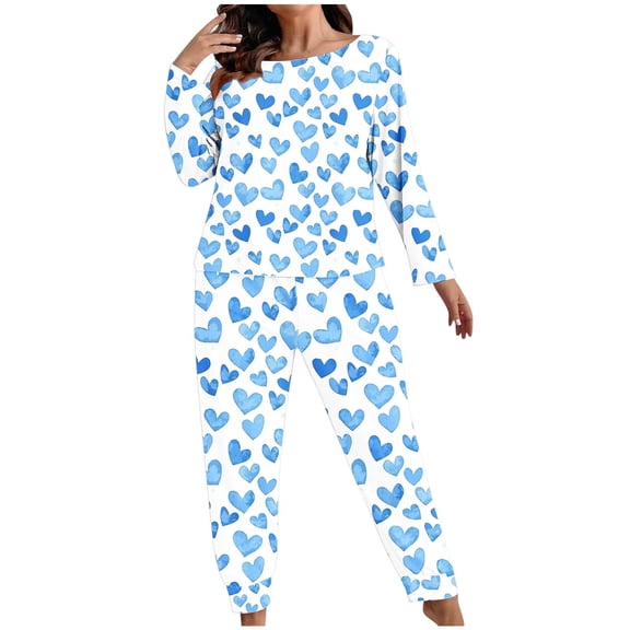 FDGIU Women Plus Size Pajama Sets - Soft Printed 2 Piece Cute Printed Loungewear