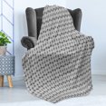 thumbnail image 4 of Geometric Soft Flannel Fleece Blanket, Abstract Tiling Illustration with Wavy Lines Forming Curves Monochrome Optical, Cozy Plush for Indoor and Outdoor Use, 60" x 80", Black White, by Ambesonne, 4 of 5