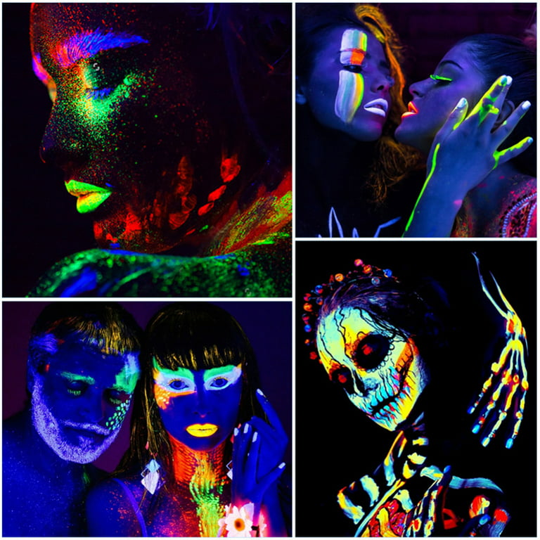 Glow in the Dark Makeup Neon Eyeshadow Glow Palette UV Glow Blacklight  Matte and Glitter, 24 Colors Highly Pigmented Eyeshadow Kit for New Year  Face Body Neon Night Makeup 