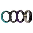 thumbnail image 1 of Juego de anillos de boda de silicona con doble cepillado de 6 mm - Turquesa de ROQ para mujer - Anillo de 4 x 9 mm, 1 of 1